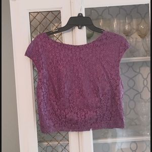 Womens Bisou Bisou purple lacy crop top